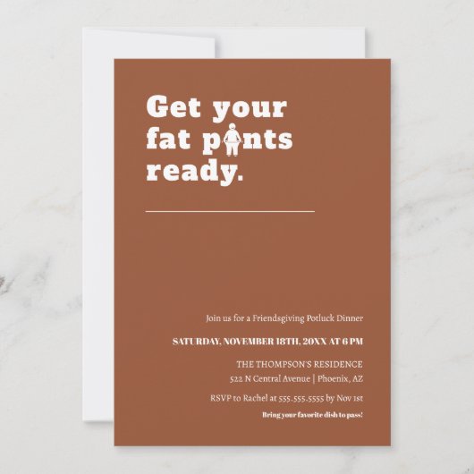 Grappig Modern Terracotta Thanksgiving Diner Party Kaart (Voorkant)