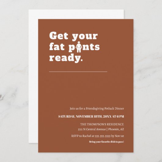 Grappig Modern Terracotta Thanksgiving Diner Party Kaart (Voorkant / Achterkant)