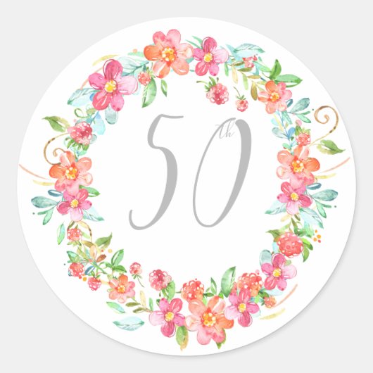 Grappig modern verjaardagsbloemen tuinfeest ronde sticker (Voorkant)