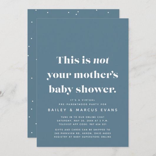 Grappig modern virtueel baby shower (Voorkant / Achterkant)