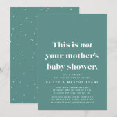 Grappig modern virtueel blauwgroen baby shower (Voorkant / Achterkant)
