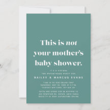Grappig modern virtueel blauwgroen baby shower