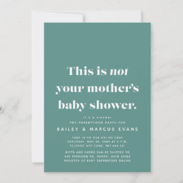 Grappig modern virtueel blauwgroen baby shower