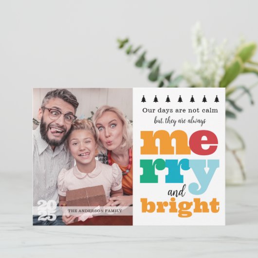 Grappig Modern Vrolijk en Helder Kleurrijk Feestdagenkaart (Staand voorkant)