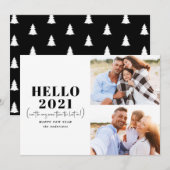 Grappig moderne typografie hallo nieuwjaarfoto feestdagenkaart (Voorkant / Achterkant)