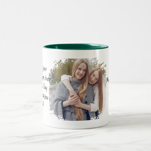 Grappig Moederdag bericht van dochter Tweekleurige Koffiemok (Center)