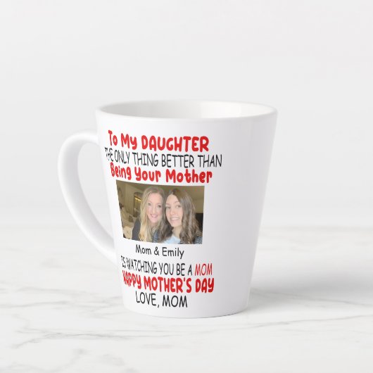 Grappig Moederdag cadeau voor dochter van mama Latte Mok (Linkerhoek)