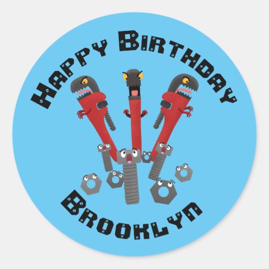 Grappig moerige monstergereedschappen humor cartoo ronde sticker (Voorkant)