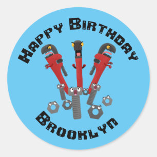 Grappig moerige monstergereedschappen humor cartoo ronde sticker