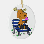 Grappig moesje dat ijs eet | Achterkleur kiezen Keramisch Ornament (Rechts)