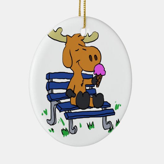 Grappig moesje dat ijs eet | Achterkleur kiezen Keramisch Ornament (Rechts)