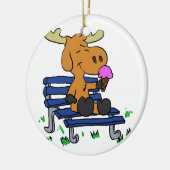 Grappig moesje dat ijs eet | Achterkleur kiezen Keramisch Ornament (Links)