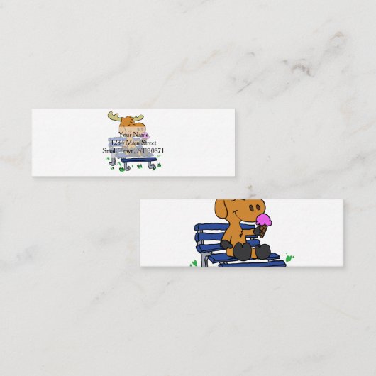 Grappig moesje dat ijs eet | Achterkleur kiezen Mini Visitekaartje (Voorkant / Achterkant)