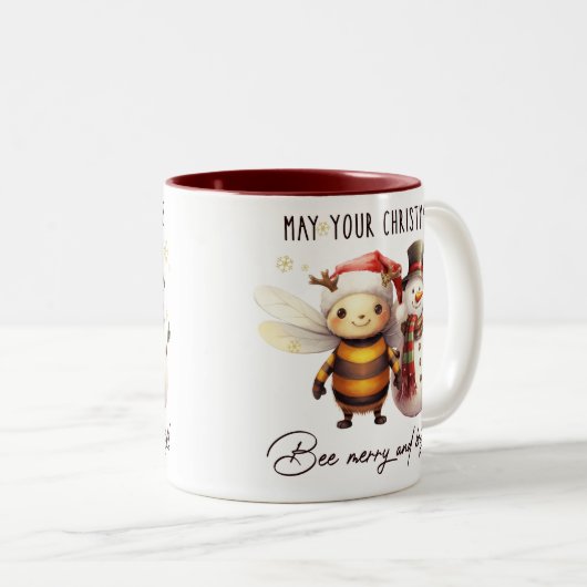 Grappig moge uw kerstbij vrolijk en helder zijn tweekleurige koffiemok (Voorkant rechts)
