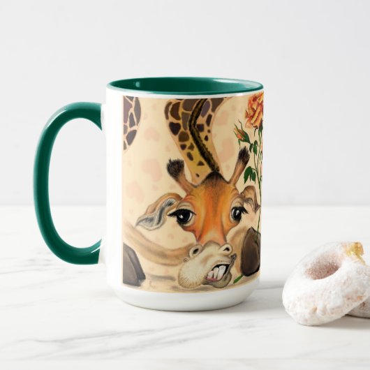 Grappig mok cadeau romantische Giraffe - Gentleman (Met donut)