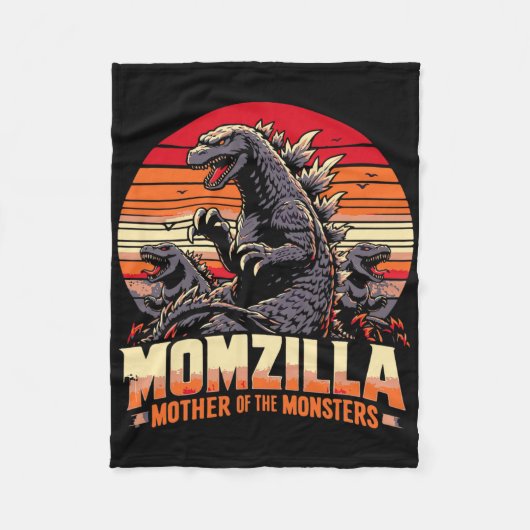 Grappig Momzilla Moeder van Monsters Retro Verjaar Fleece Deken (Voorkant)