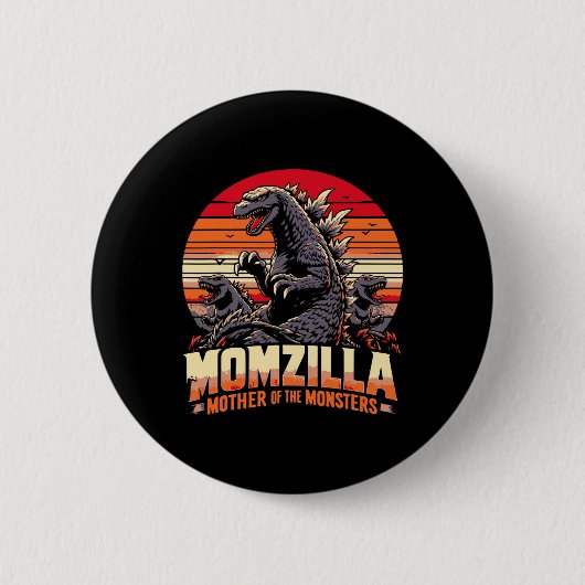 Grappig Momzilla Moeder van Monsters Retro Verjaar Ronde Button 5,7 Cm (Voorkant)