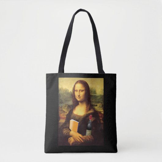 Grappig Mona Lisa boek en wijn Tote Bag (Voorkant)