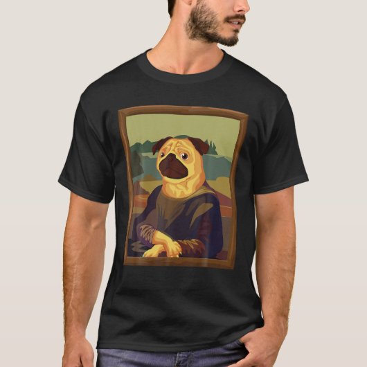 Grappig Mona Lisa Pug Art Parodie T Shirt (Voorkant)