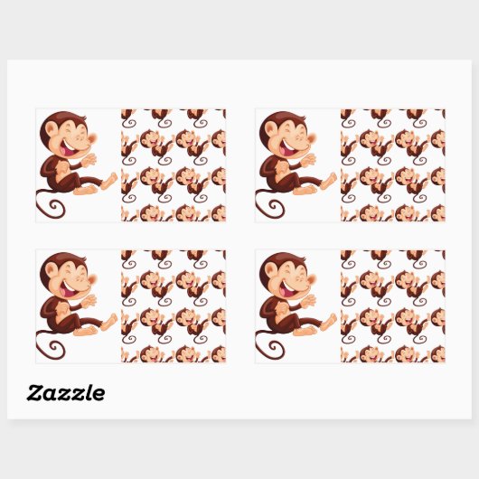 Grappig Monkey Dier Patroon Rechthoekige Sticker (Vel)