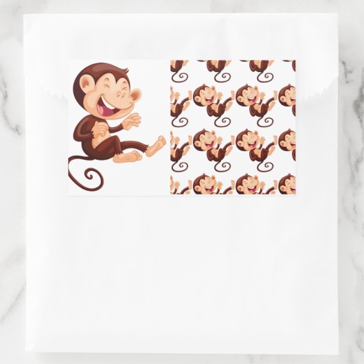 Grappig Monkey Dier Patroon Rechthoekige Sticker (Tas)