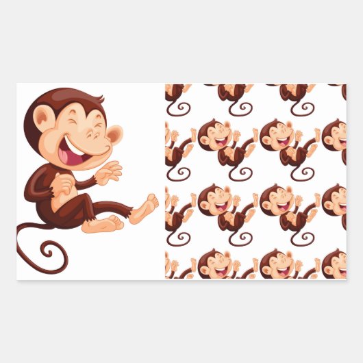 Grappig Monkey Dier Patroon Rechthoekige Sticker (Voorkant)