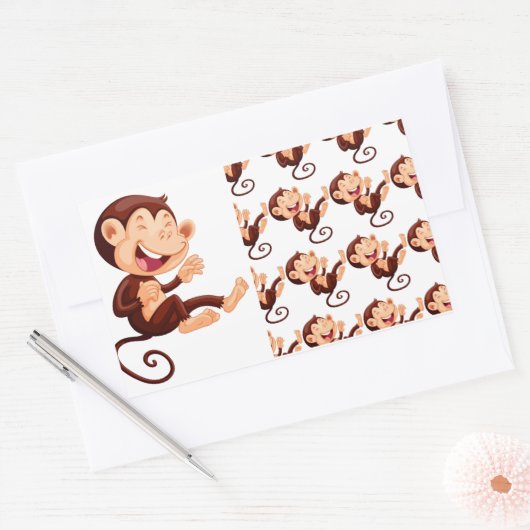 Grappig Monkey Dier Patroon Rechthoekige Sticker (Envelop)