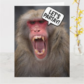 GRAPPIG MONKEY VERJAARDAG WENSKAART KAART (Gele Bloem)