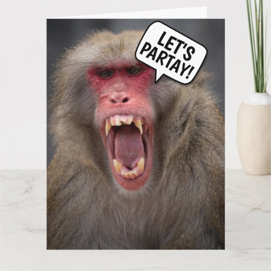 GRAPPIG MONKEY VERJAARDAG WENSKAART KAART (Voorkant)
