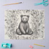 Grappig monochromatisch Beer in de bloementuin Tissuepapier (Craft)