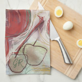 Grappig Monogram Hand Getekende Kunst Goud Rode Ke Theedoek (Quarter Fold)