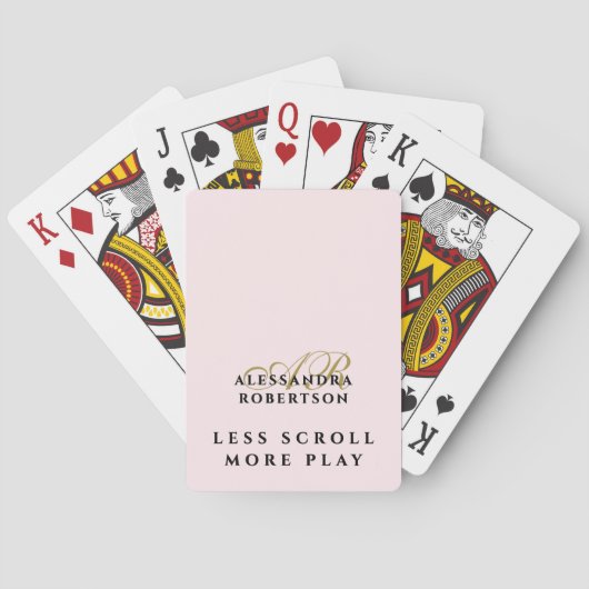 Grappig Monogram Pastel Roze Goud Inspirerend Pokerkaarten (Achterkant)