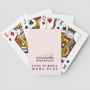 Grappig Monogram Pastel Roze Goud Motiverend Chic Pokerkaarten
