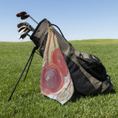 Grappig Monogram Retro Hand Getekende Gouden Rode Golfhanddoek (Groen)