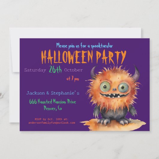 Grappig Monster Bash Halloween Party Kaart (Voorkant)