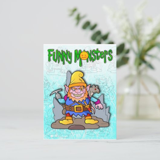 grappig monster briefkaart (Staand voorkant)