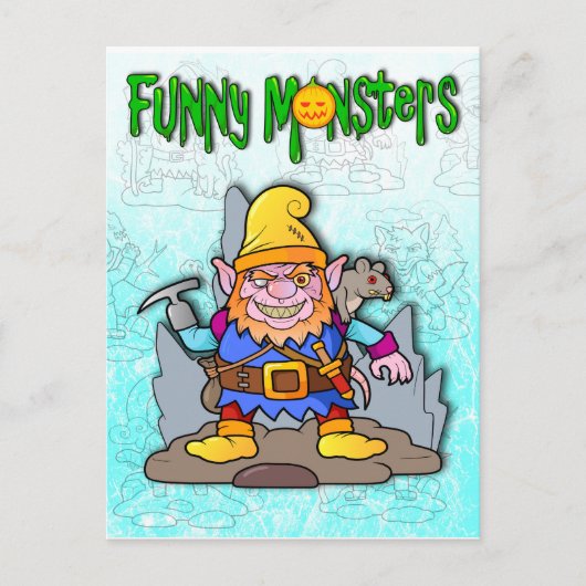 grappig monster briefkaart (Voorkant)