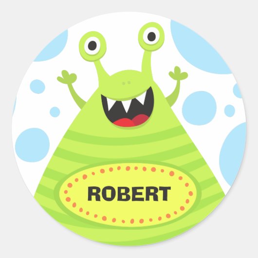 Grappig monster gepersonaliseerde naam stickers vo (Voorkant)