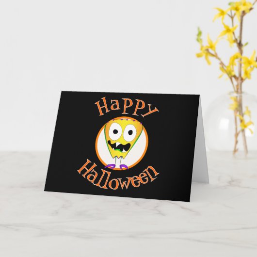 Grappig, monster, Halloween Kaart (Gele Bloem)