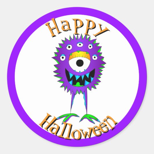 Grappig, Monster, Halloween Ronde Sticker (Voorkant)