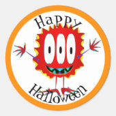 Grappig, Monster, Halloween Ronde Sticker (Voorkant)