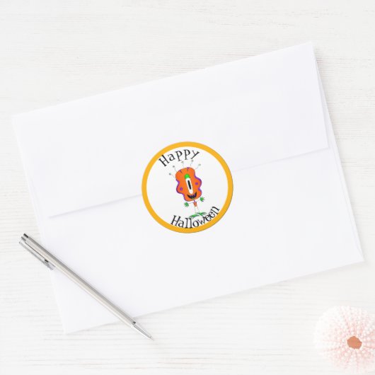 Grappig, Monster, Halloween Ronde Sticker (Envelop)