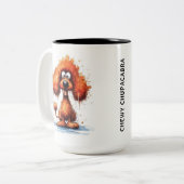 Grappig monster hond: Chewy Chupacabra Tweekleurige Koffiemok (Voorkant links)