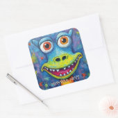 Grappig monster hond: Monster Mutt Vierkante Sticker (Envelop)