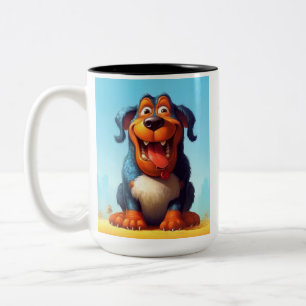 Grappig monster hond: Slobbering Sasquatch Tweekleurige Koffiemok