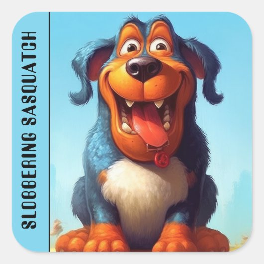 Grappig monster hond: Slobbering Sasquatch Vierkante Sticker (Voorkant)