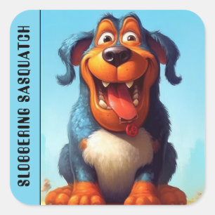 Grappig monster hond: Slobbering Sasquatch Vierkante Sticker