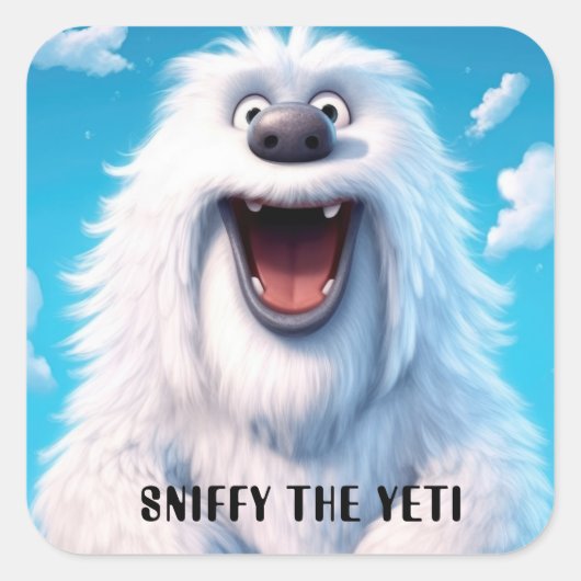 Grappig monster hond: Sniffy de Yeti Vierkante Sticker (Voorkant)