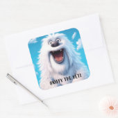 Grappig monster hond: Sniffy de Yeti Vierkante Sticker (Envelop)
