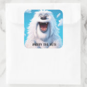 Grappig monster hond: Sniffy de Yeti Vierkante Sticker (Tas)
